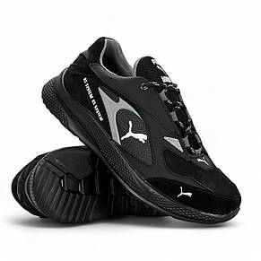 Чоловічі кросівки шкіряні Puma чорні осінні демісезонні, фото 1