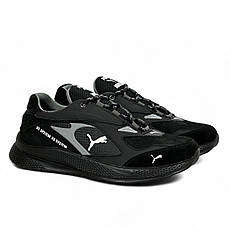 Чоловічі кросівки шкіряні Puma чорні осінні демісезонні, фото 4