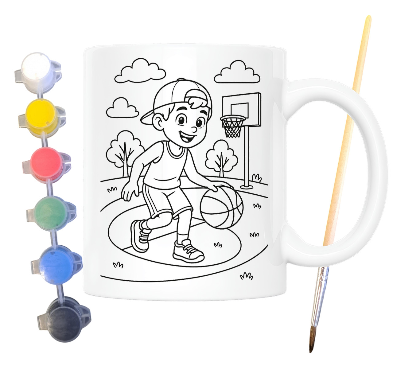 Набір для творчості кружка розмальовка Баскетбол 330 мл біла (КР0166), фото 1