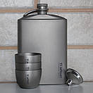 Титанова фляга для алкогольних напоїв Tiartisan 260 мл + 3 чарки по 40 мл та лійка, фото 6