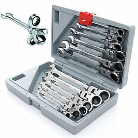 Набір рожково-накидних ключів з тріскачкою Keltin 12 шт набір накидних ключів ключі об'єднані з тріскачкою