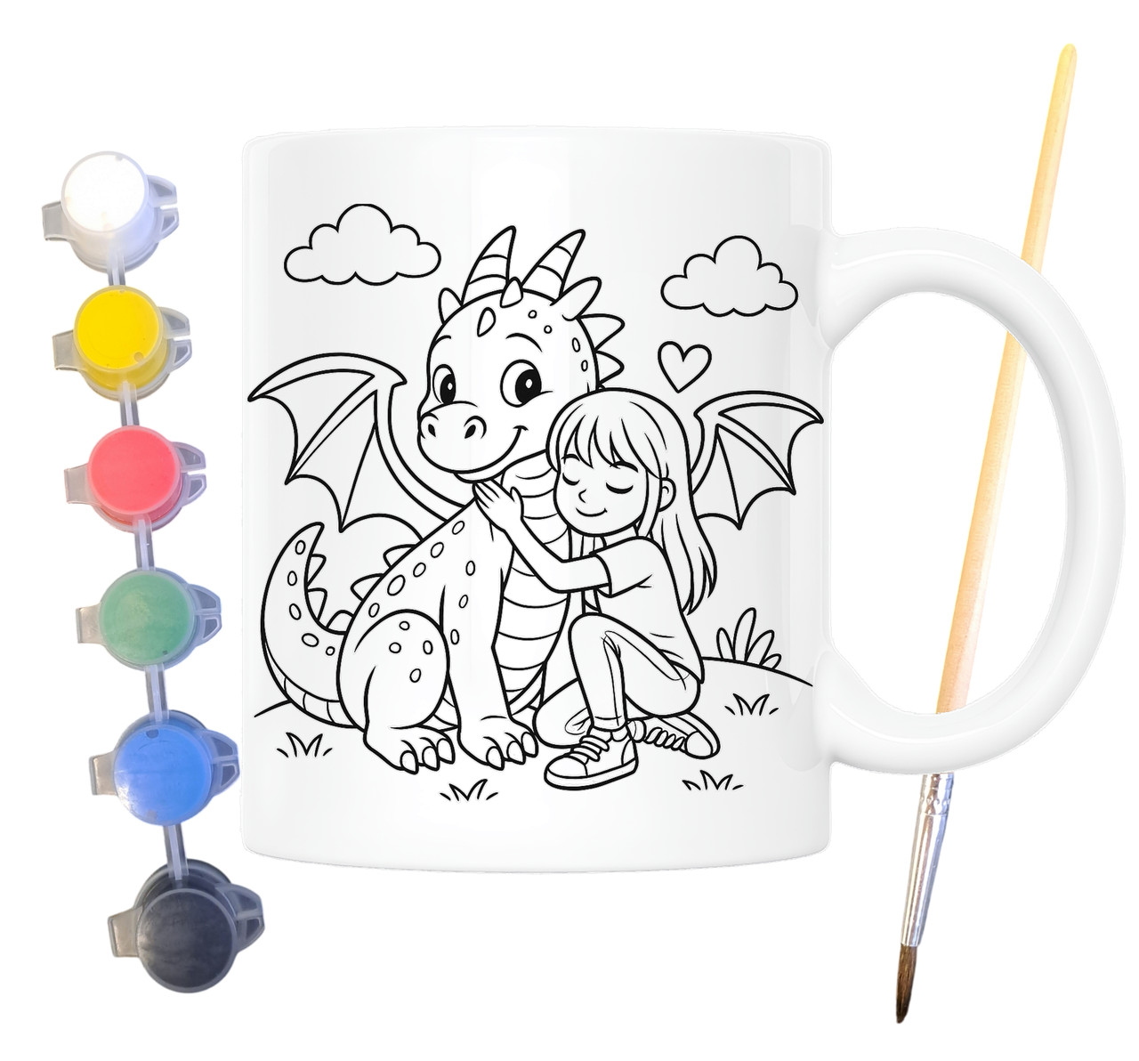 Набір для творчості кружка розмальовка Дракон 330 мл біла (КР0167), фото 1