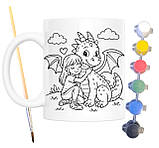 Набір для творчості кружка розмальовка Дракон 330 мл біла (КР0167), фото 2