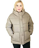 Жіноча зимова курточка з капюшоном (Бежевого кольору), фото 2