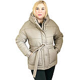 Жіноча зимова курточка з капюшоном (Бежевого кольору), фото 5