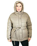 Жіноча зимова курточка з капюшоном (Бежевого кольору), фото 6