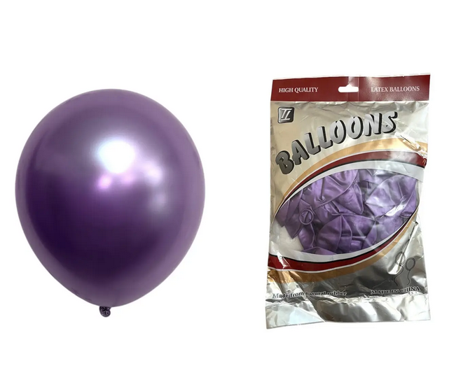 Кульки повітряні хром "Фіолетовий", 12" (Китай), 50 штук, фото 1