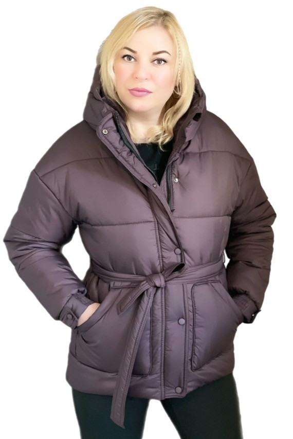 Жіноча зимова курточка з капюшоном ( колір бургунд), фото 1
