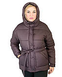 Жіноча зимова курточка з капюшоном ( колір бургунд), фото 2