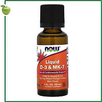 Вітамін D3 та К2 (МК-7) у рідкій формі, м'ята, 30 мл, NOW Foods, США