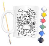 Набір для творчості кружка розмальовка за мотивами Червона Шапочка (Брати Грімм) 330 мл біла (КР0168), фото 2