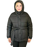 Жіноча зимова курточка з капюшоном ( колір чорний), фото 2