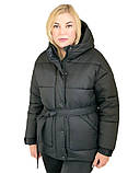 Жіноча зимова курточка з капюшоном ( колір чорний), фото 3
