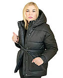 Жіноча зимова курточка з капюшоном ( колір чорний), фото 6