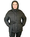 Жіноча зимова курточка з капюшоном ( колір чорний), фото 5