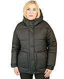 Жіноча зимова курточка з капюшоном ( колір чорний), фото 4