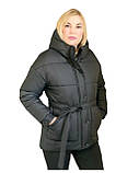 Жіноча зимова курточка з капюшоном ( колір чорний), фото 7