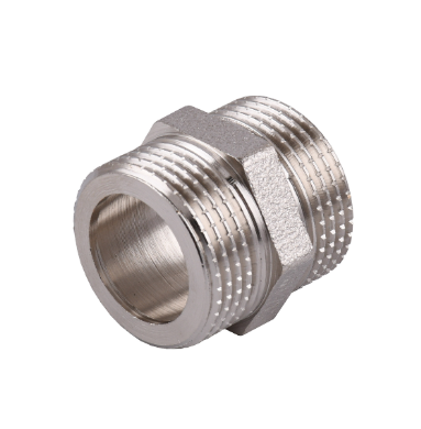 Ніпель 3/4" 3Р х 3/4" 3Р, нікельований, різьбовий фітинг латунний