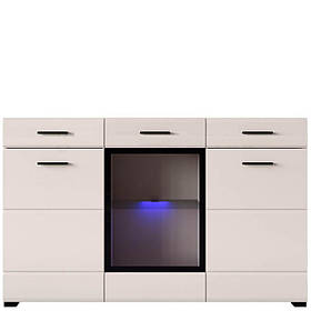 Комод 1V 2D 2S Арктика з підсвіткою  кашемір,білий  в вітальню,спальню