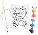 Набір для творчості кружка розмальовка за мотивами Робін Гуд — король розбійників (Александр Дюма) 330 мл біла (КР0169), фото 2