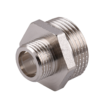 Ніпель редукційний 1" ЗР х 1/2" 3Р, нікельований, різьбовий фітинг латунний