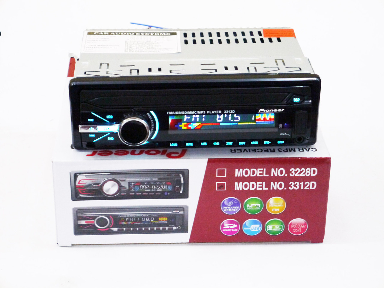 Автомагнітола 6317D Знімна панель — Usb+RGB підсвітка+Fm+Aux+ пульт