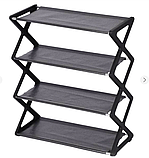 Поличка для взуття 4-ярусна напольний стелаж обувна етажерка в чорному кольорі, фото 3