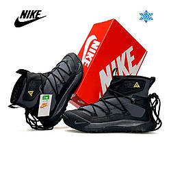 Жіночі зимові кросівки Nike ACG Air Terra Antarktik Fur W Grey Black, черевики Найк текстиль водонепроникних. хутро. Жіноче взуття