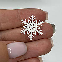 Конектори пластик Finding Кабошон сніжинка Білий 19 мм х 21 мм х 2 мм