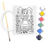 Набір для творчості кружка розмальовка за мотивами Аліса в Країні Чудес (Льюїс Керрол) 330 мл біла (КР0170), фото 2