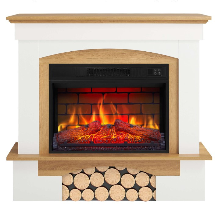 Камінокомплект ArtiFlame Woodley AF23BS білий / дуб натуральний Електричний Камін з ефектом живого вогню, фото 1