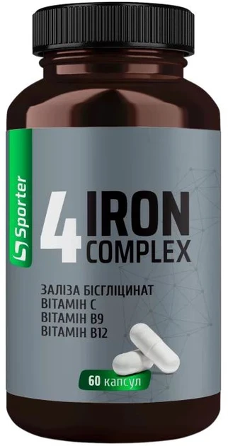 Комплекс з бісгліцинатом заліза, Sporter, 4 Iron complex - 60 капс