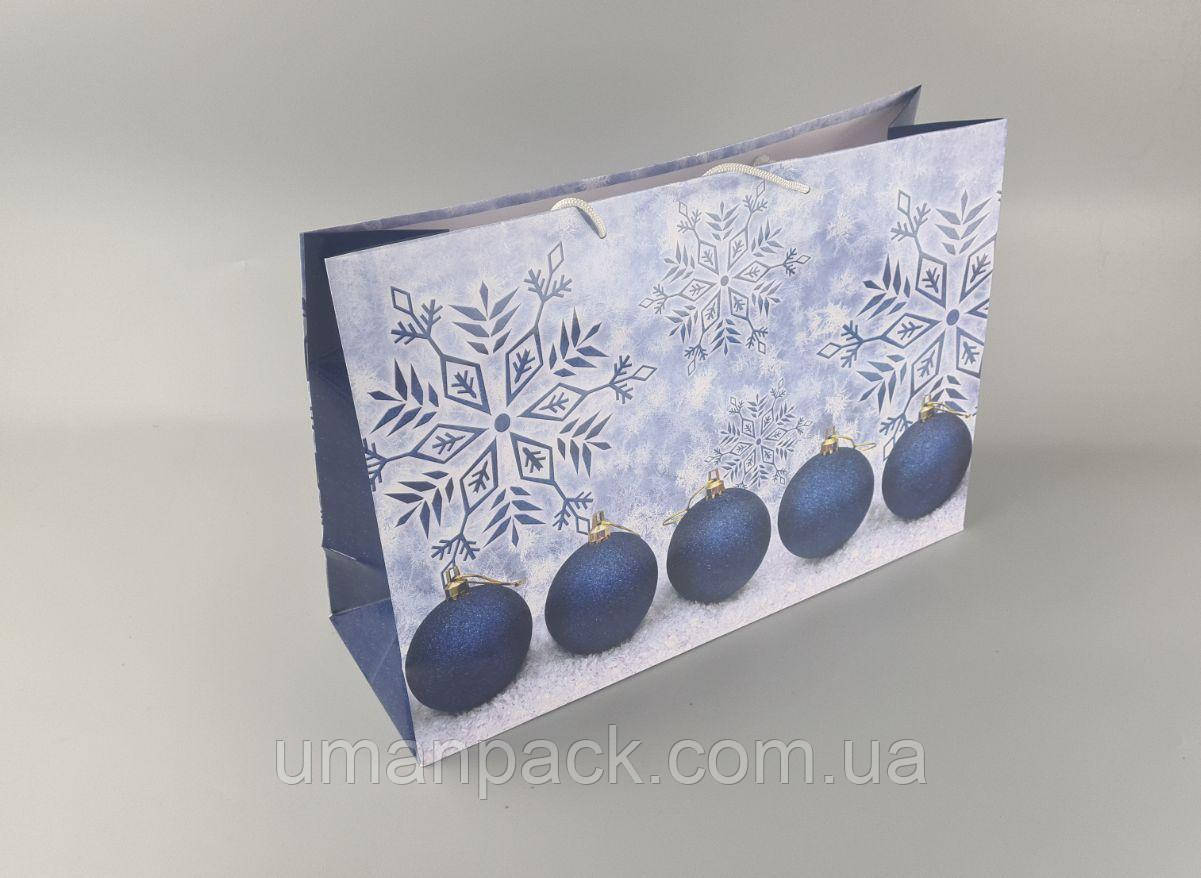 Паперовий Подарунковий Пакет Новорічний горизонтальні 46*33*15-015 (12 шт.)