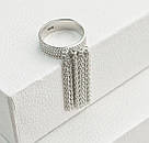 Срібна каблучка з довгими ланцюжками «Азія» — срібло 925 проби, фото 2