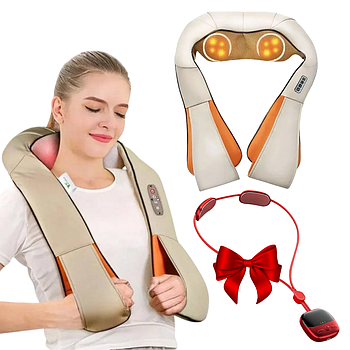 Масажер для спини Massager of Neck Kneading + Масажер для шиї LY-480 / Масажна накидка / Масажер роликовий