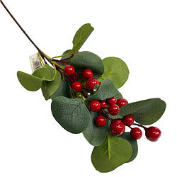 Гілка з червоних ягід з листям 45см BonaDi 39-194