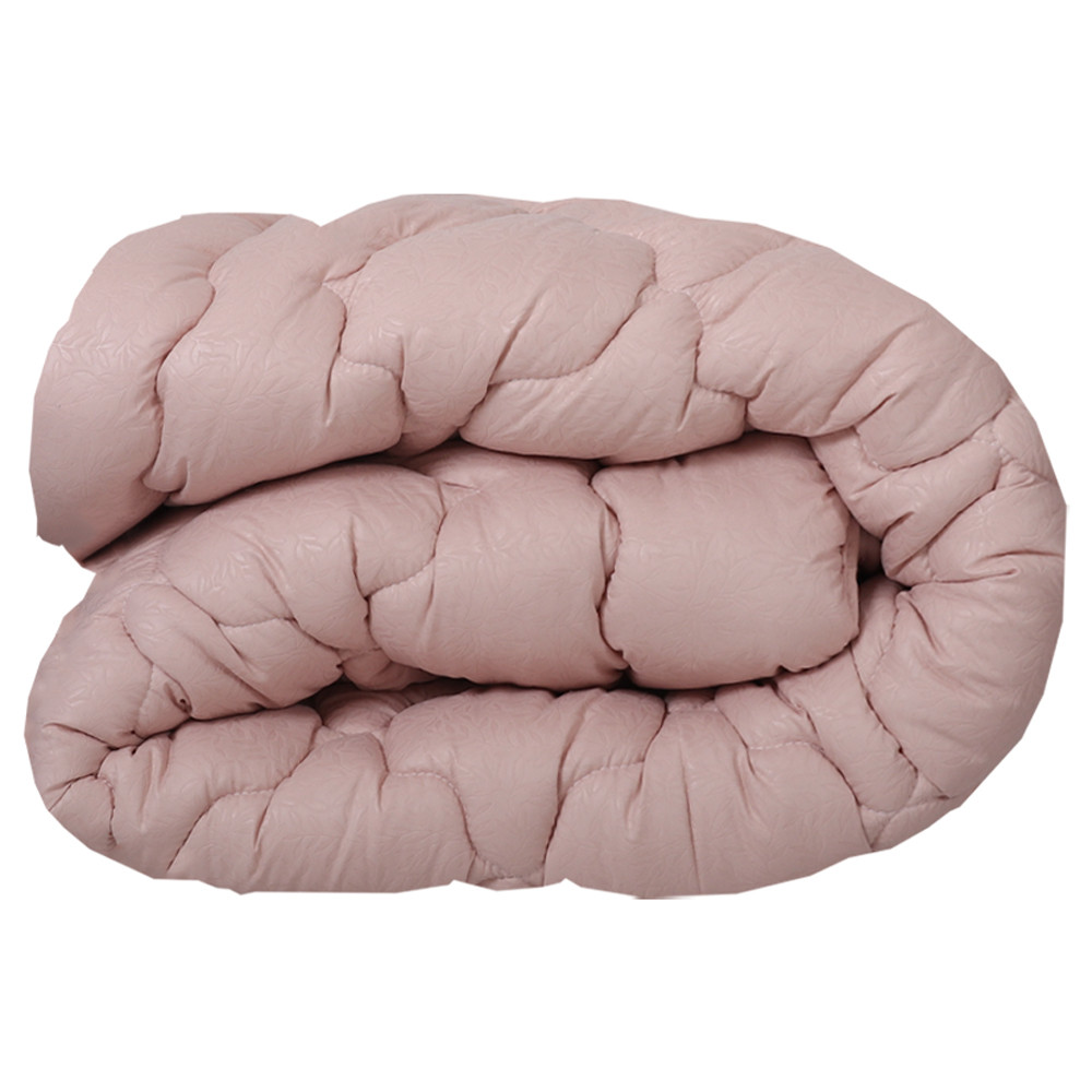 Двоспальна ковдра на зиму стьобана 175х210 см мікрофібра / холофайбер однотонна бежева гіпоалергенна