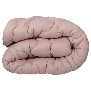 Двоспальна ковдра на зиму стьобана 175х210 см мікрофібра / холофайбер однотонна бежева гіпоалергенна, фото 1