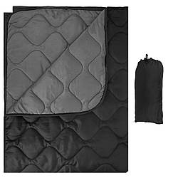 Ковдра туристична з чохлом Dark gray 150×200 см KT7001007 — з кнопками для використання як пончо