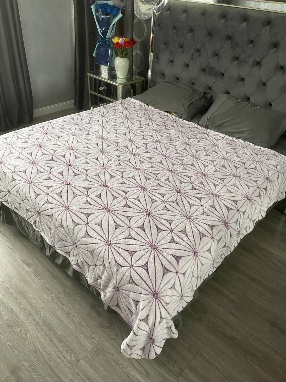 Плед махровий із бамбукового волокна розміром із тисненням у формі квіткового візерунка 150х200, фото 1