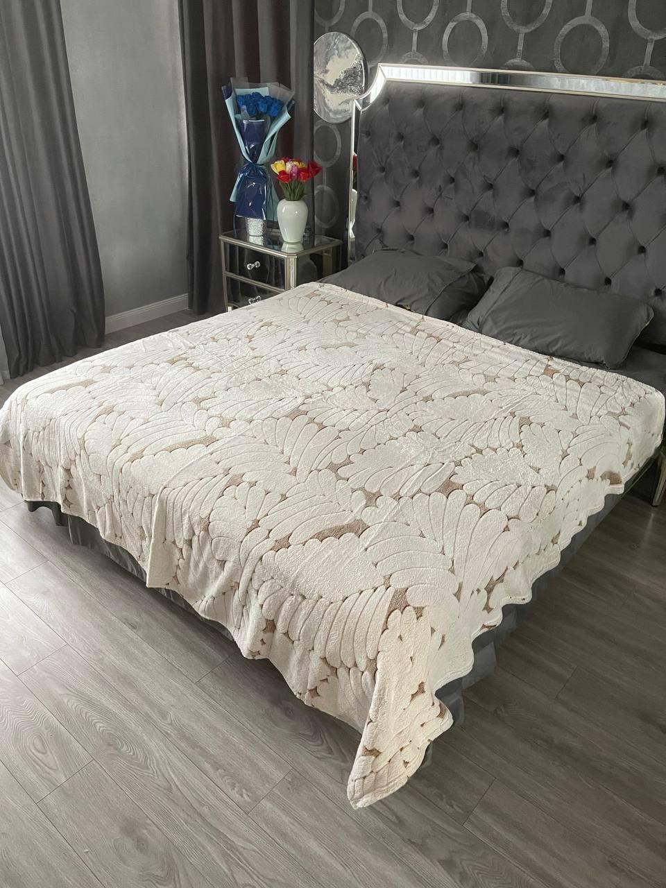 Плед махровий із бамбукового волокна розміром із тисненням у формі квіткового візерунка 150х200, фото 1