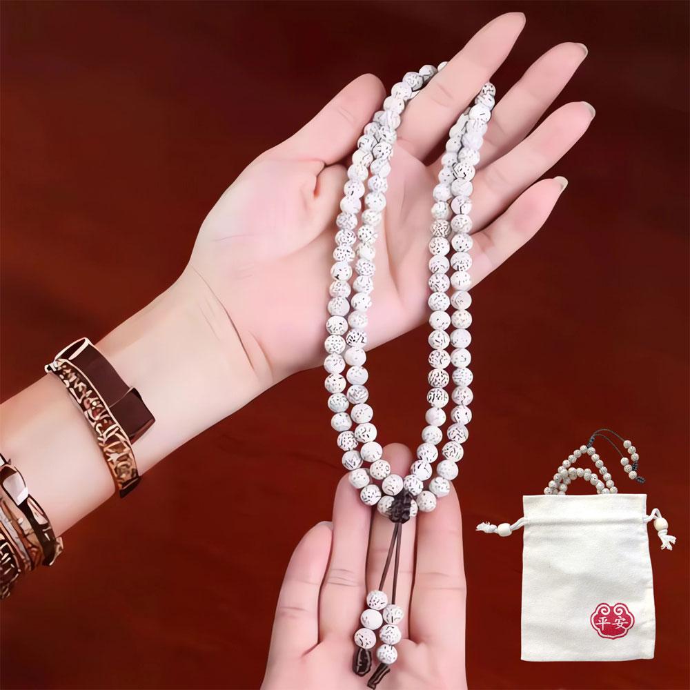 Чотки з дерева Бодхі на 108 намистин 8 мм з мішечком, фото 1