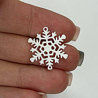 Конектори пластик Finding Кулон підвіска сніжинка 2 петлі Білий 18 мм х 21 мм х 2 мм