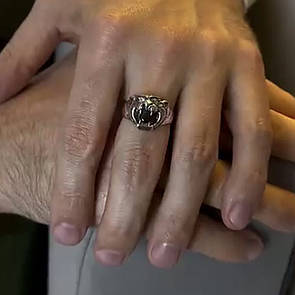 Чоловіча срібна печатка Лев / Тигр з срібла 925