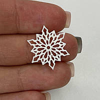 Конектори пластик Finding Кабошон сніжинка Білий 18 мм х 21 мм х 2 мм