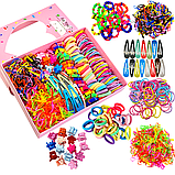 Тренувальний манекен голова для перукаря - манекен для зачісок 80см, 40% натур.волос з набором аксесуарів для плетіння 780шт, фото 3