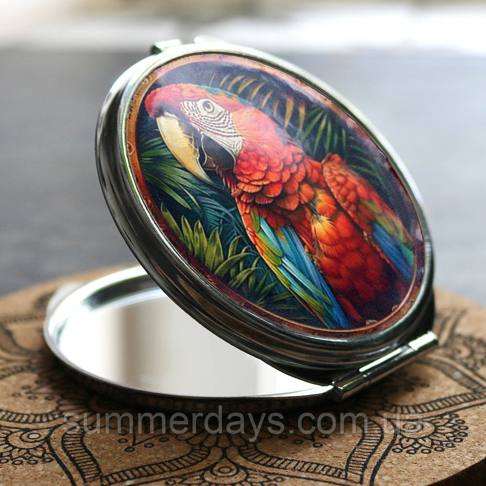 Кишенькове дзеркальце Папуга ара джунглі, фото 1