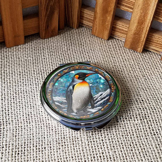 Кишенькове дзеркальце Пінгвін у вітражному стилі, фото 1