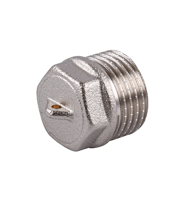 Заглушка нікельована 1″ ЗР, штампована з контрольним отвором