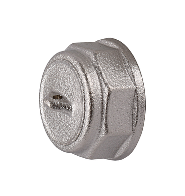 Заглушка нікельована 1/2″ ВР, штампована з контрольним отвором